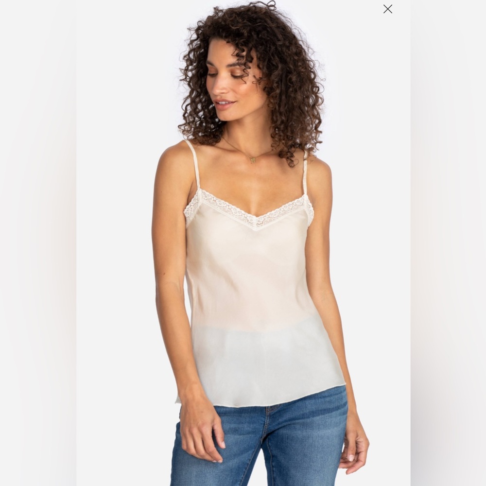 Love Johnny Was short slip camisole 100% silk size L with lace trim